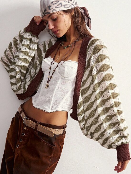 Sweaters - Multicolor Casual Women's Colorblock Versatile Knit cardigan Top
